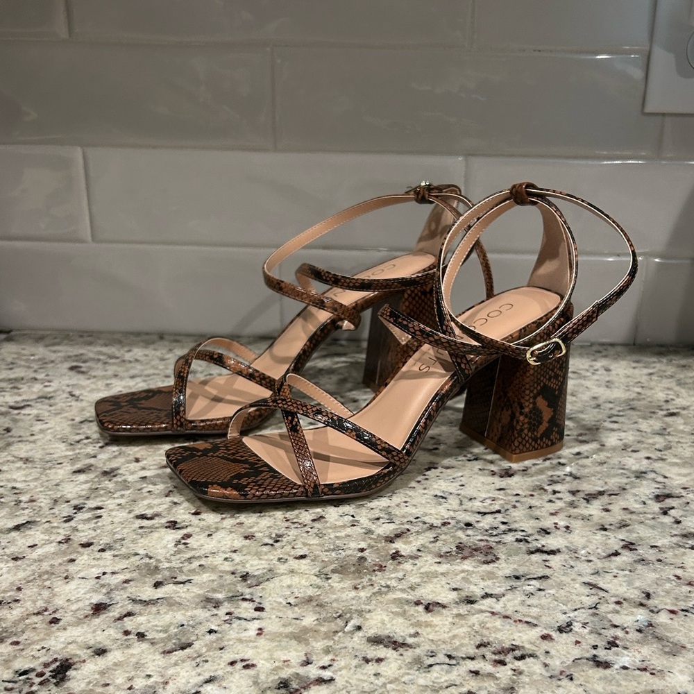 Brown Snake Print Heels